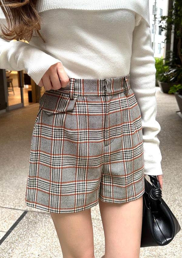 Glen check short pants　LD040 - Brown