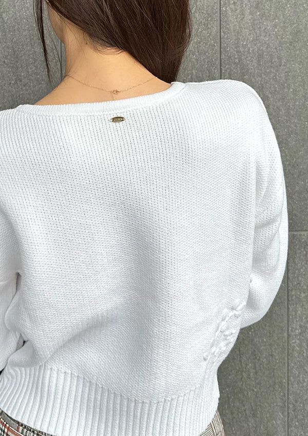 Botanical embroidery knit　LD041 - Off white