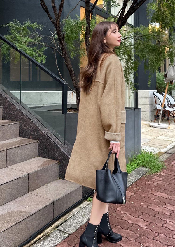 Reversible coat　LD042　 - Ivory×Beige