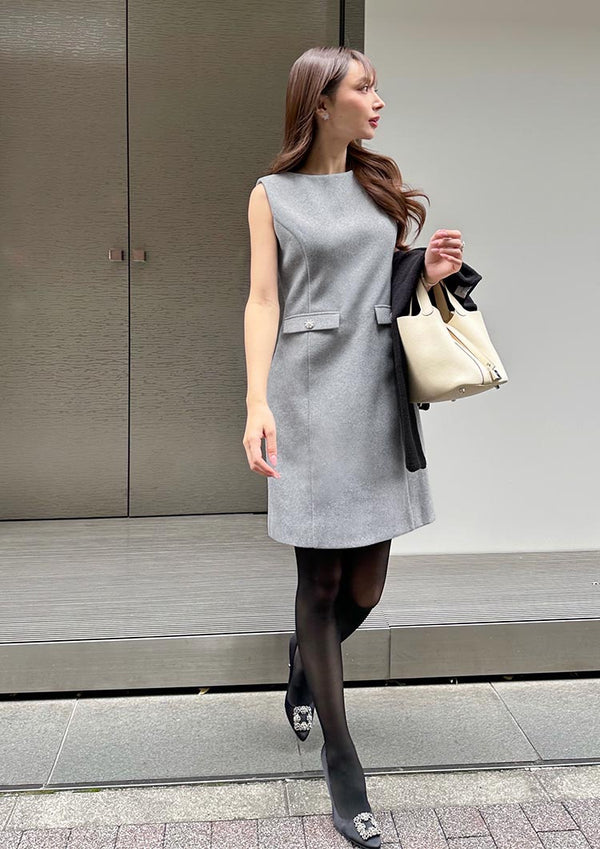 Melton bijou onepiece　LD044 - Bright gray