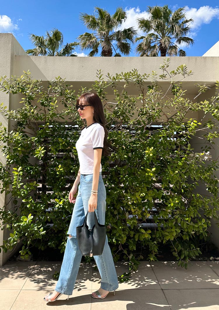 LD Embroidery pile Tshirt　LD054