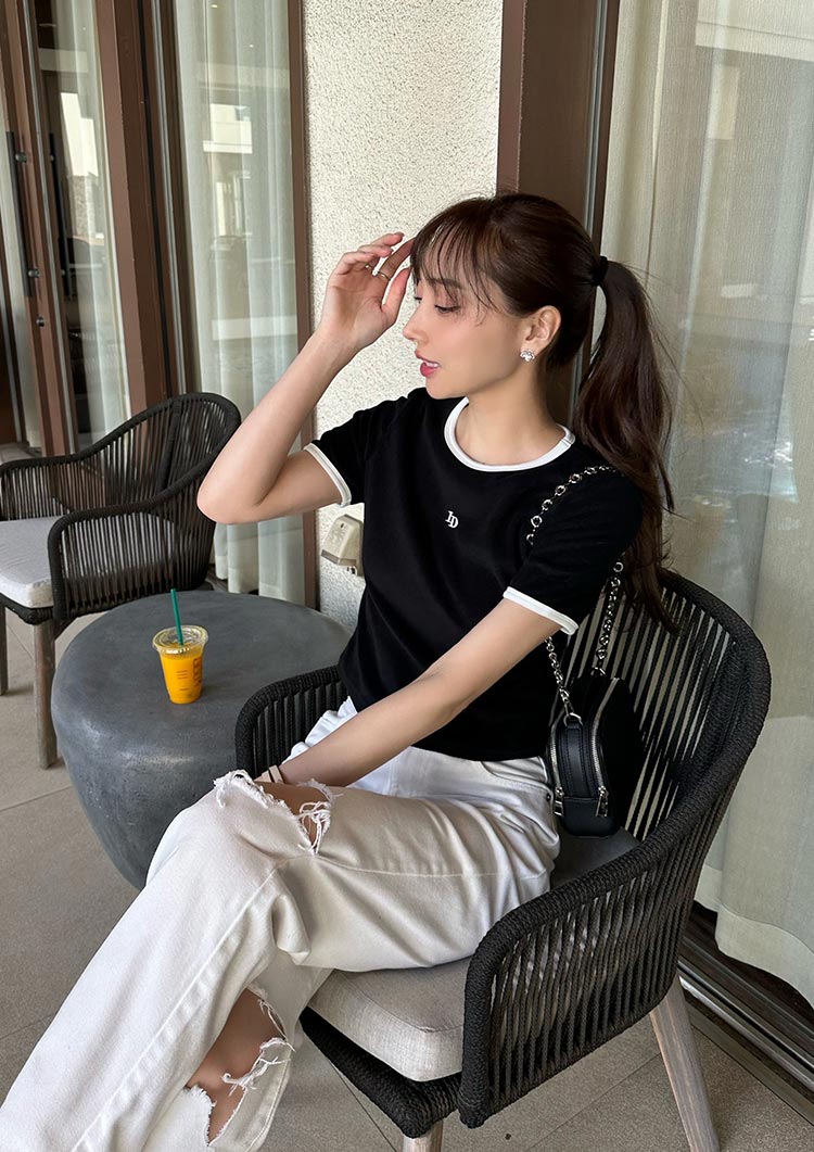 LD Embroidery pile Tshirt　LD054