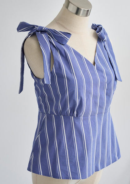 Shoulder ribbon blouse　LD055