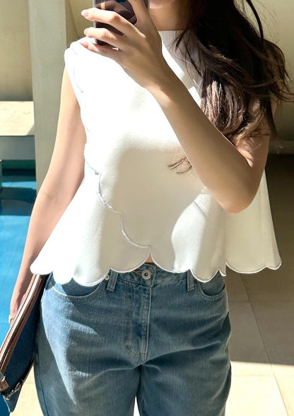 2way scalloped sleeveless tops　LD058