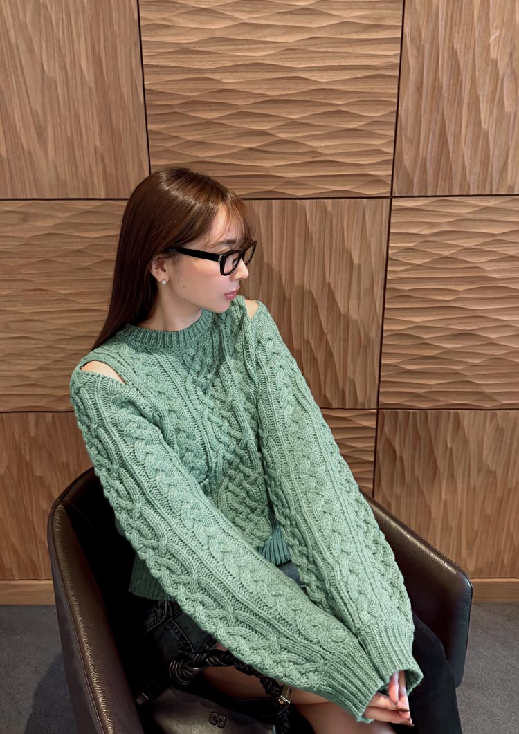 Cable knit wool top　LD068