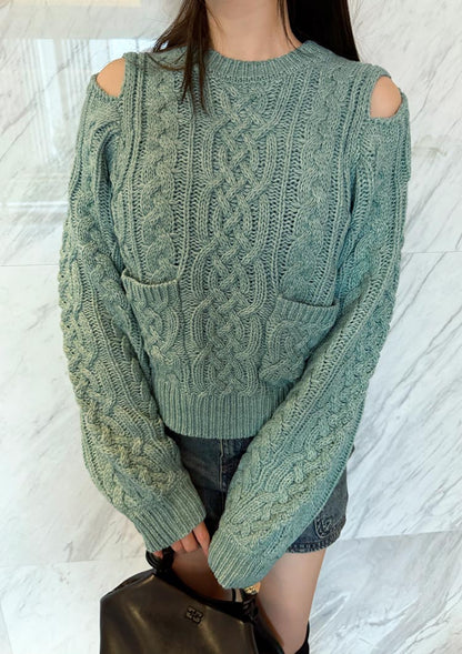 Cable knit wool top　LD068