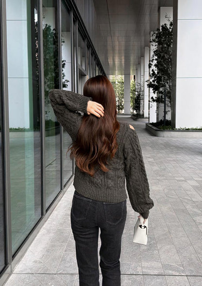 Cable knit wool top　LD068