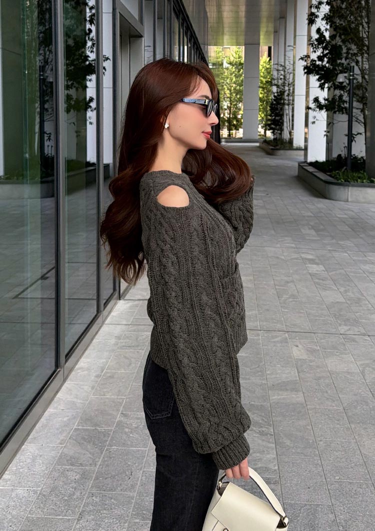 Cable knit wool top　LD068