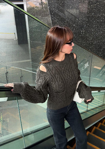 Cable knit wool top　LD068