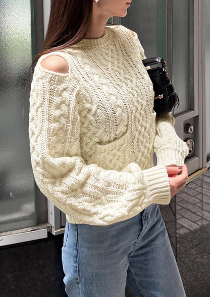 Cable knit wool top　LD068