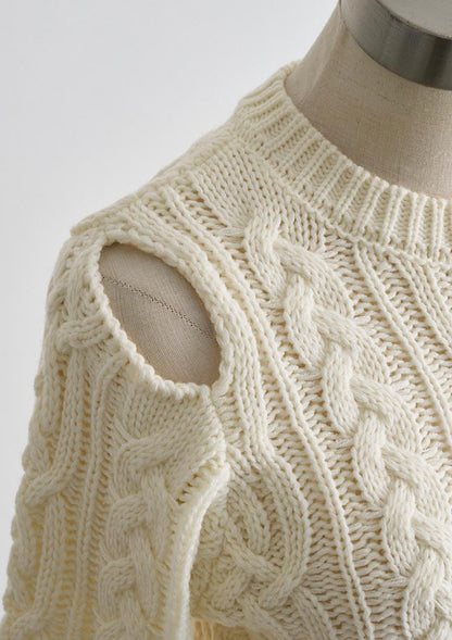 Cable knit wool top　LD068