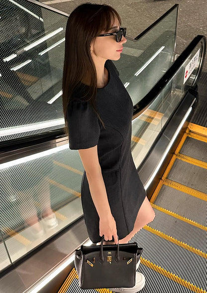 Short sleeve tweed onepiece　LD069