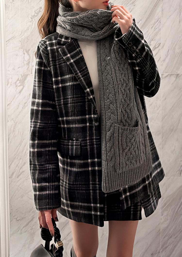 Cable knit wool scarf　LD070