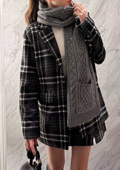 Cable knit wool scarf　LD070