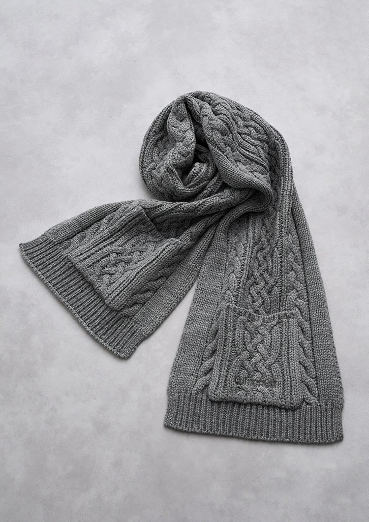 Cable knit wool scarf　LD070
