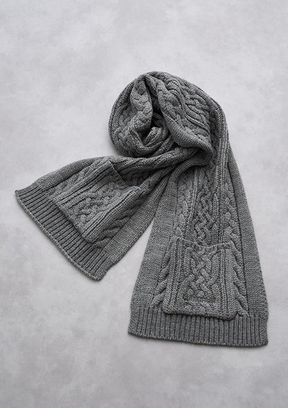 Cable knit wool scarf　LD070