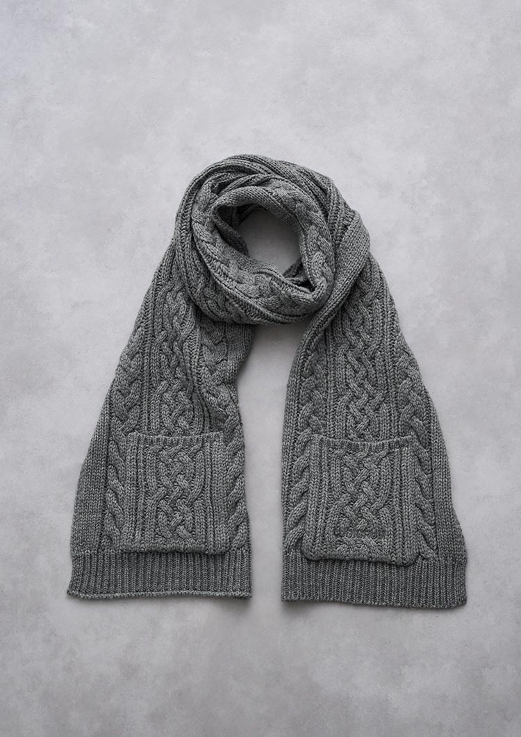 Cable knit wool scarf　LD070