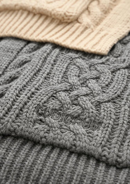 Cable knit wool scarf　LD070