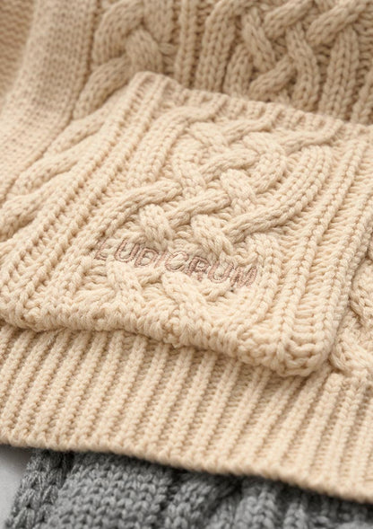 Cable knit wool scarf　LD070