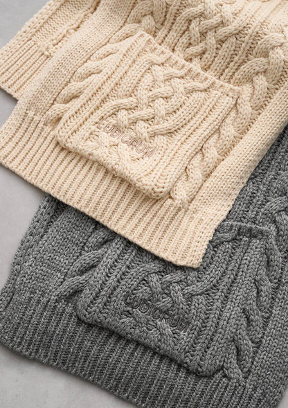 Cable knit wool scarf　LD070