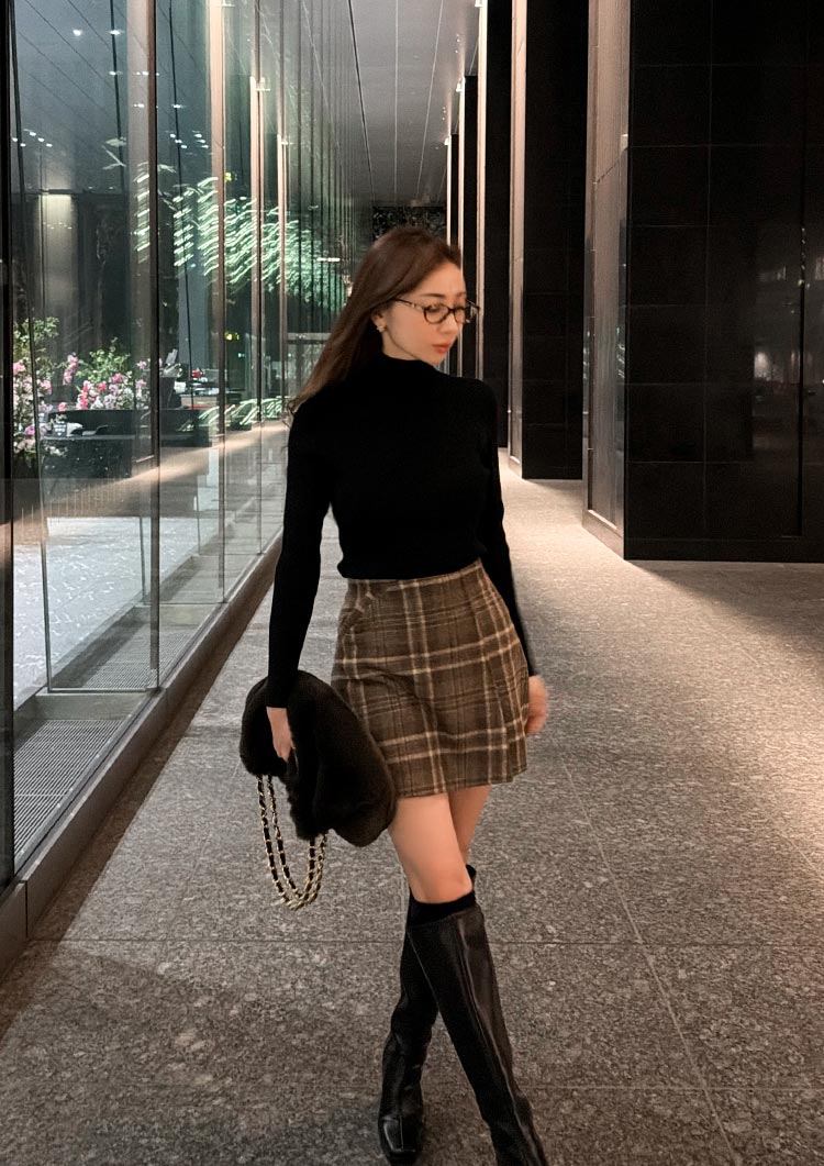 Wool check skort　LD071