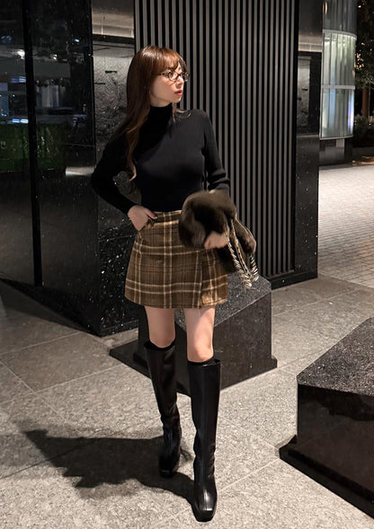 Wool check skort　LD071