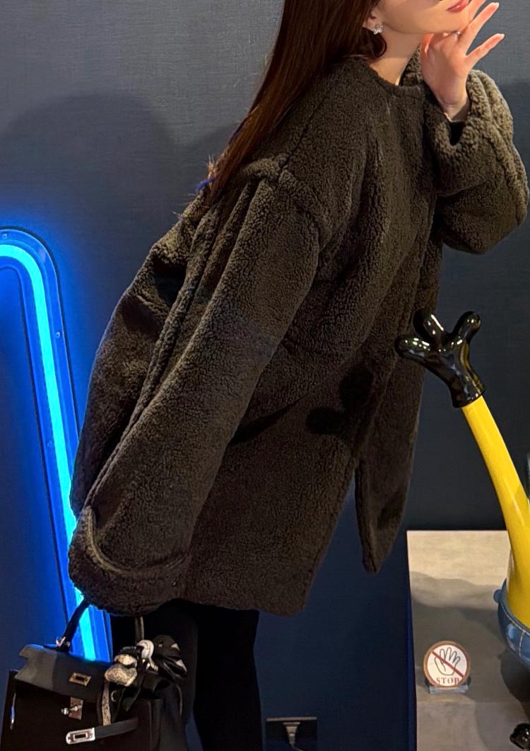 Collarless boa coat　LD075