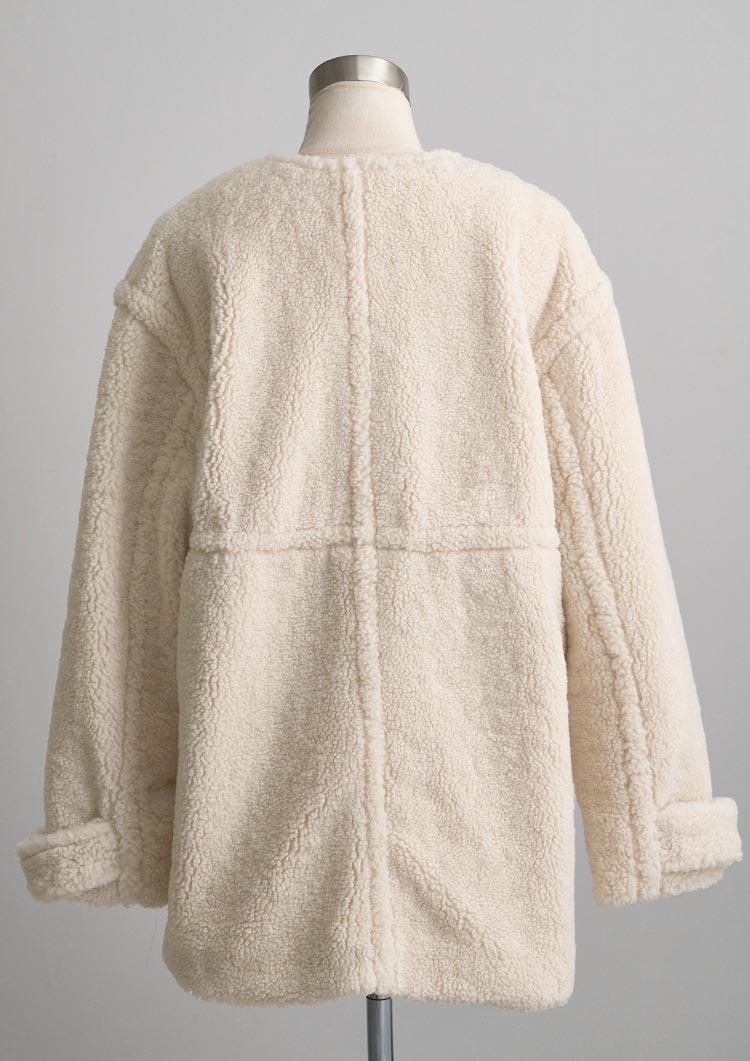 Collarless boa coat　LD075