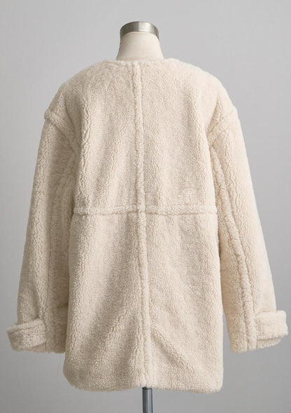 Collarless boa coat　LD075