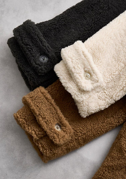 Collarless boa coat　LD075