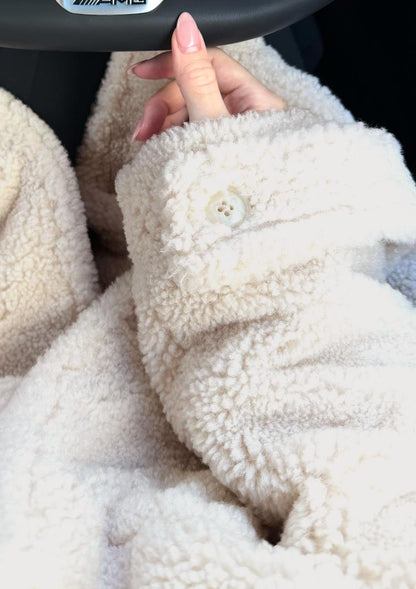 Collarless boa coat　LD075