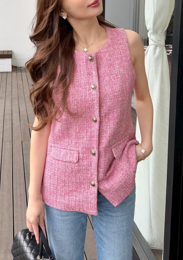 Tweed gilet 　LD077 - Pink