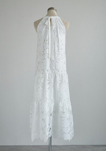 Scalloped Lace Halter Dress　LD079