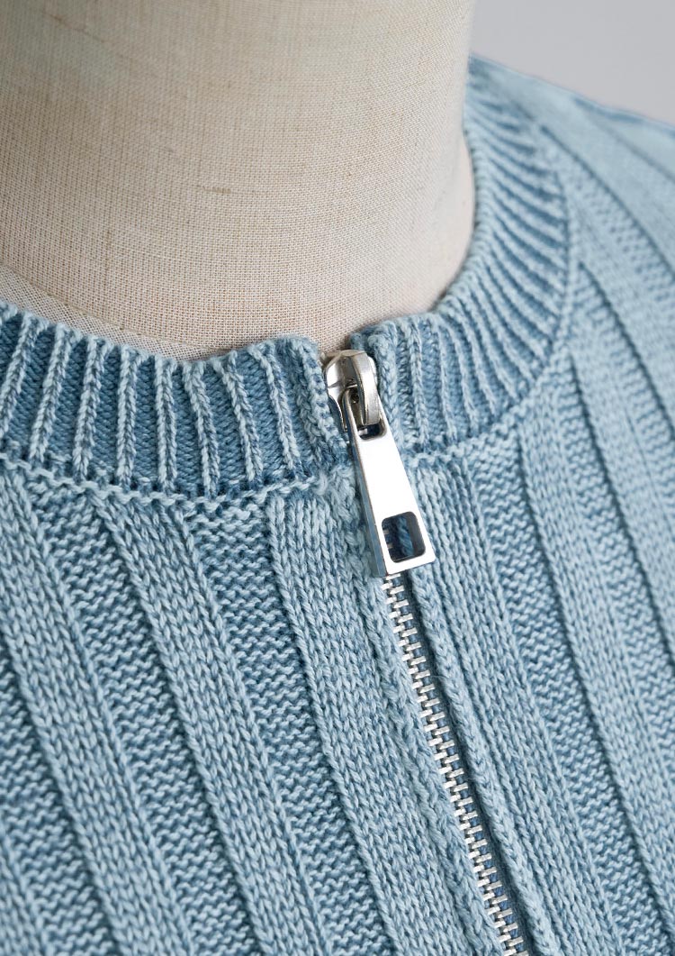 Rib Knit Zip Cardigan　LD082