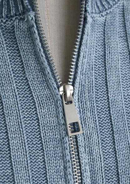 Rib Knit Zip Cardigan　LD082