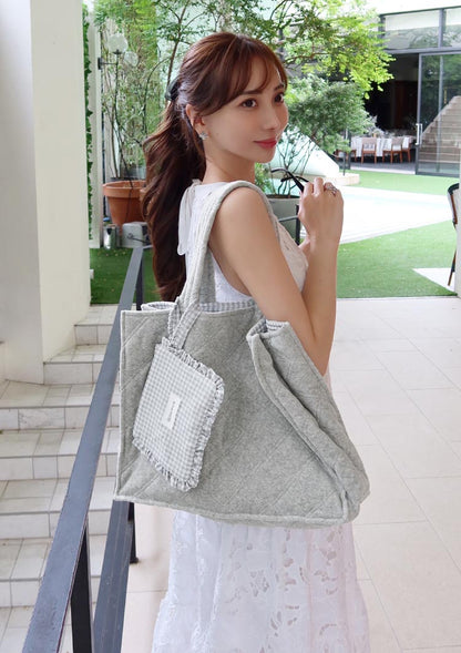 Pile tote bag with mini pouch　LD084