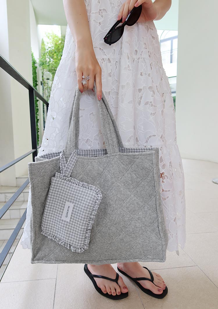 Pile tote bag with mini pouch　LD084