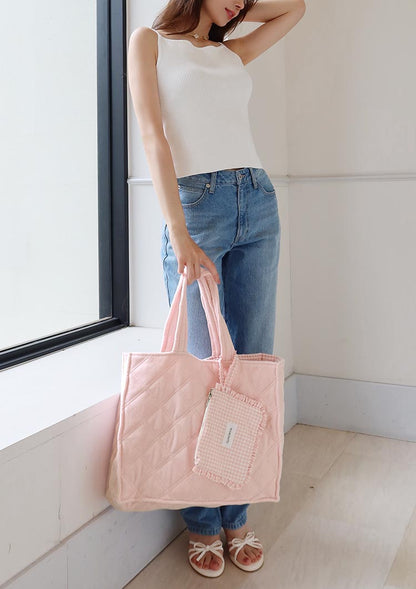 Pile tote bag with mini pouch　LD084