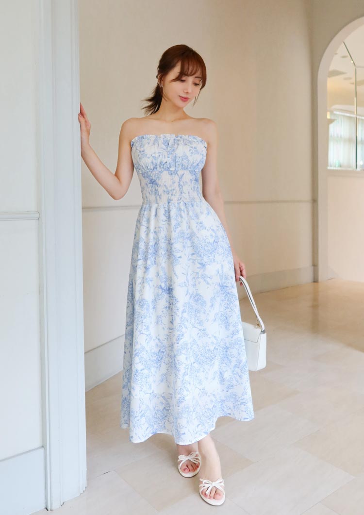 Floral shirred dress LD085 – LUDICRUM
