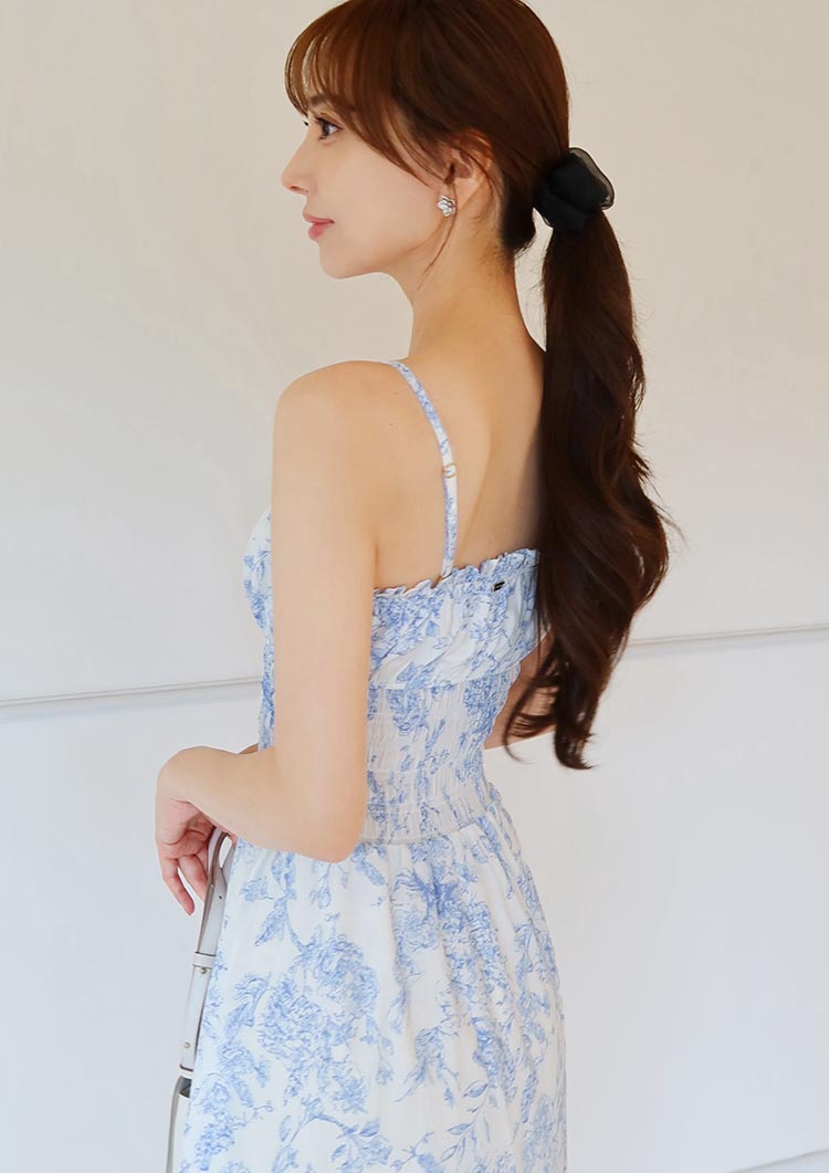Floral shirred dress　LD085