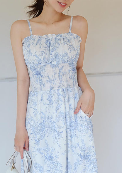 Floral shirred dress　LD085