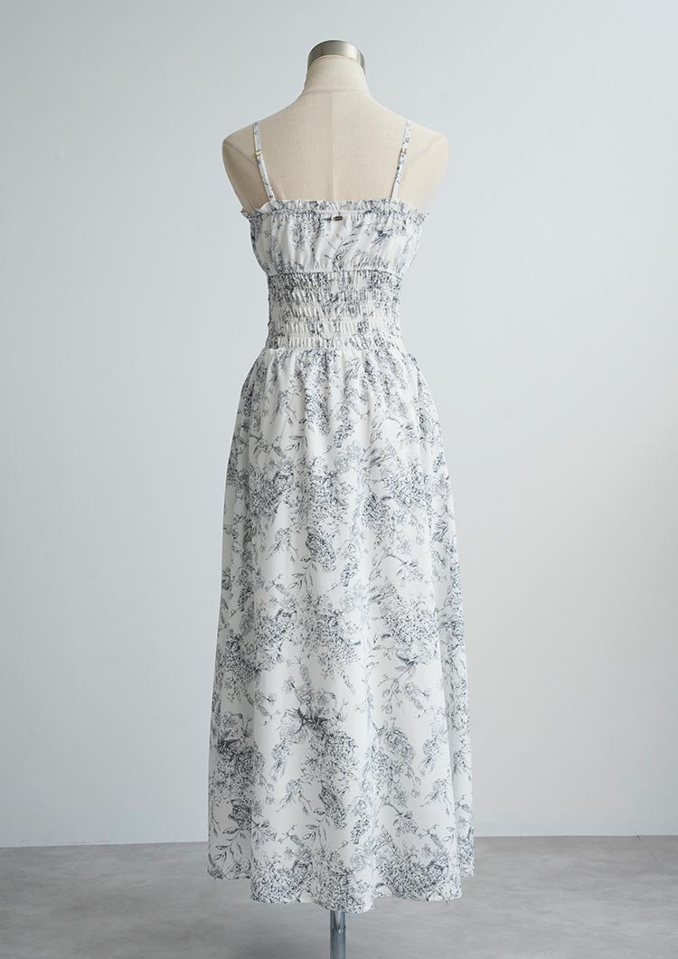 Floral shirred dress　LD085