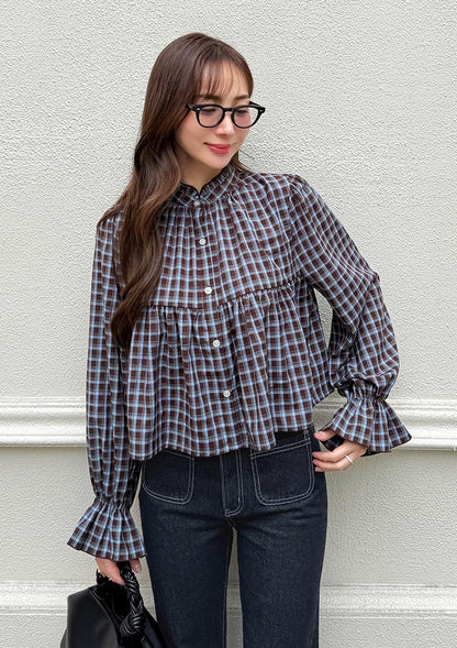 model:163cm Brown×Light blue