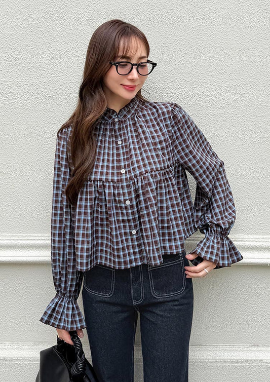 model:163cm Brown×Light blue