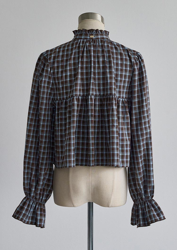 Frill check blouse　LD087