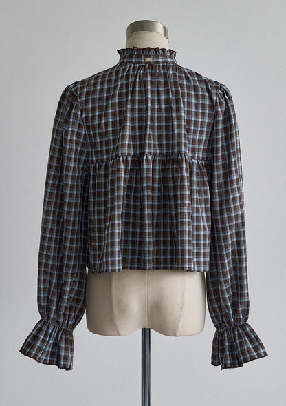 Frill check blouse　LD087