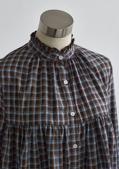 Frill check blouse　LD087
