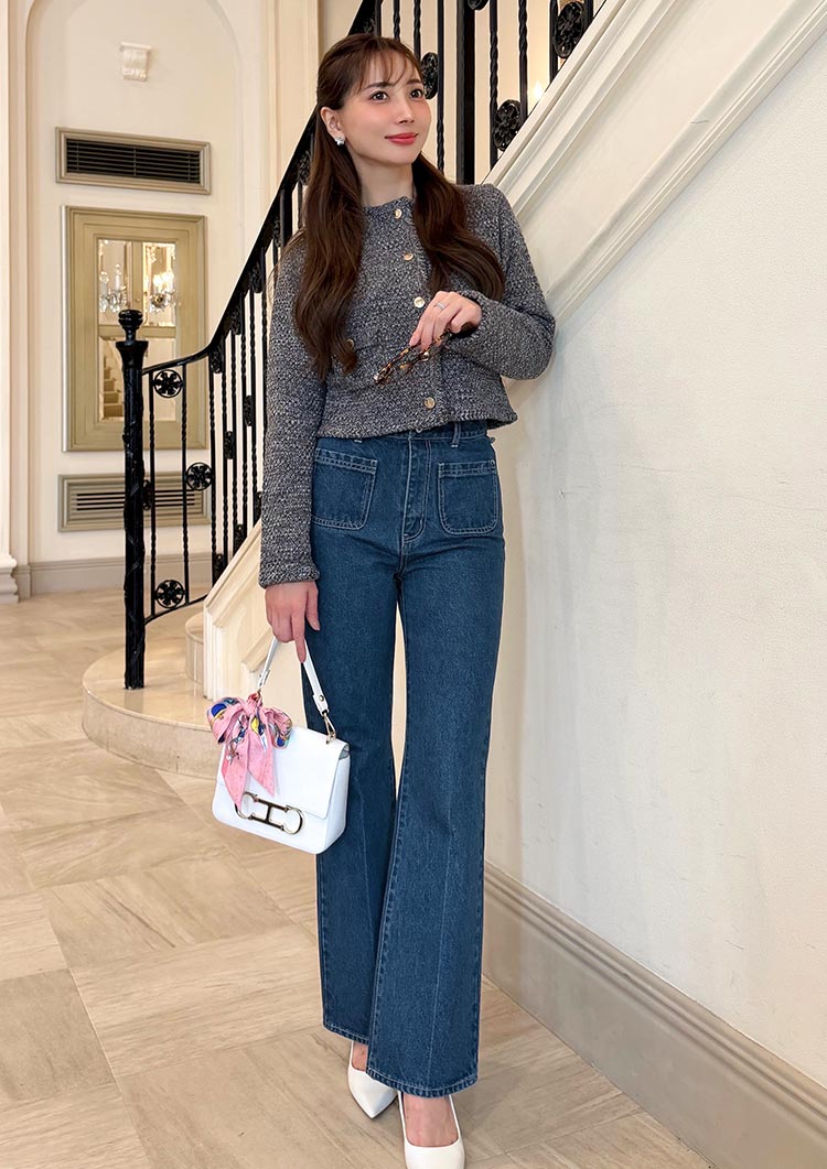 LD Color stitch semiflare denim　LD088