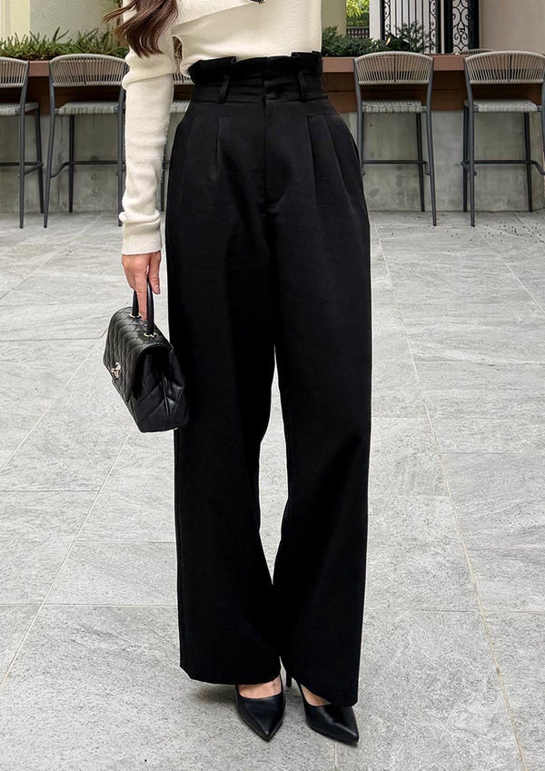 Tuck detail wide pants　LD089 - Black